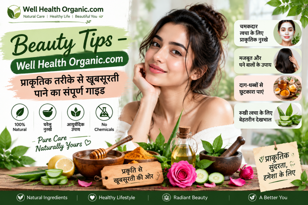 Beauty Tips – Well Health Organic.com में जानें 11 बेहतरीन प्राकृतिक ब्यूटी टिप्स, घरेलू नुस्खे, स्किन केयर उपाय और बालों की देखभाल के आसान तरीके।